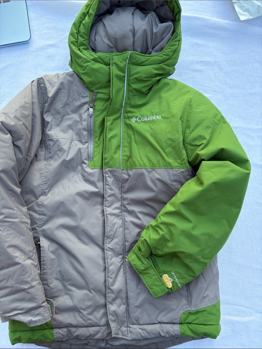 Columbia Kids Green and Gray Puffer Jacket with Hood